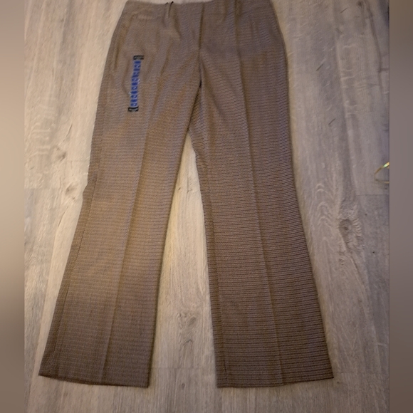 Della Spiga Pants - Ladies, size 14, Tan/Brown Houndstooth Patterned Pants